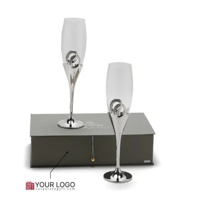 Buy Interlooped Rings Silver Wine Glass in bulk for Corporate Gifting | Corporate Gyft