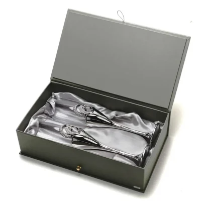 Buy Interlooped Rings Silver Wine Glass in bulk for Corporate Gifting | Corporate Gyft