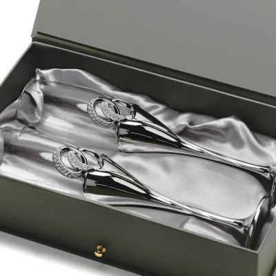 Buy Interlooped Rings Silver Wine Glass in bulk for Corporate Gifting | Corporate Gyft
