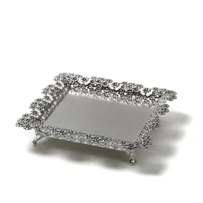 Buy Floral Cutwork Silver Tray Set in bulk for Corporate Gifting | Corporate Gyft
