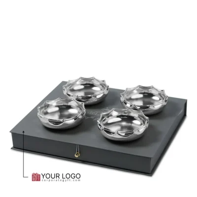 Buy Silver Scalloped Border Bowl - Set of 4 in bulk for Corporate Gifting | Corporate Gyft