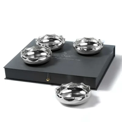 Buy Silver Scalloped Border Bowl - Set of 4 in bulk for Corporate Gifting | Corporate Gyft