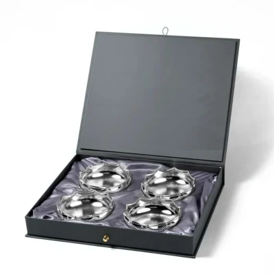 Buy Silver Scalloped Border Bowl - Set of 4 in bulk for Corporate Gifting | Corporate Gyft