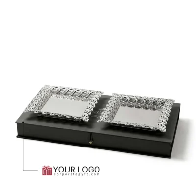 Buy Leaf Elegance Cutwork Tray - Set of 2 in bulk for Corporate Gifting | Corporate Gyft