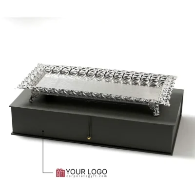 Buy Elegant Peacock Feather Silver Serving Tray in bulk for Corporate Gifting | Corporate Gyft