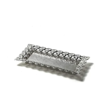 Buy Elegant Peacock Feather Silver Serving Tray in bulk for Corporate Gifting | Corporate Gyft