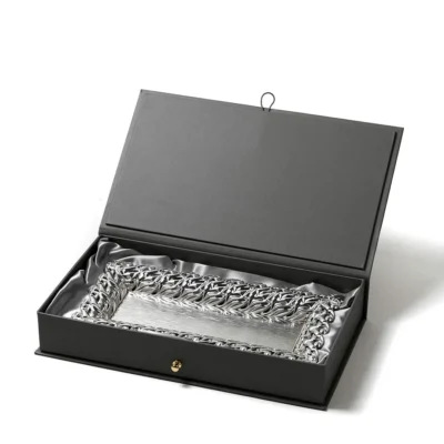 Buy Elegant Peacock Feather Silver Serving Tray in bulk for Corporate Gifting | Corporate Gyft