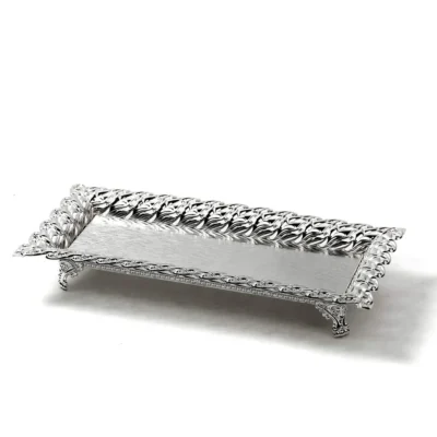 Buy Elegant Peacock Feather Silver Serving Tray in bulk for Corporate Gifting | Corporate Gyft