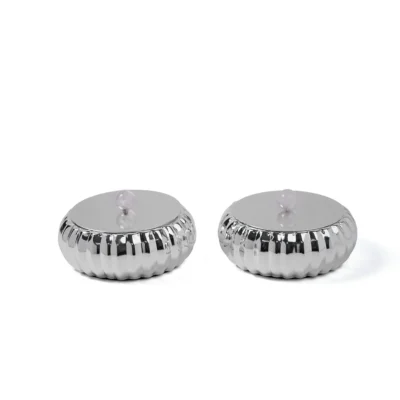 Buy Ribbed Silver Box with Rose Quartz Knob in bulk for Corporate Gifting | Corporate Gyft