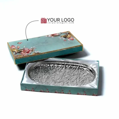 Buy Textured Oval Silver Platter in bulk for Corporate Gifting | Corporate Gyft
