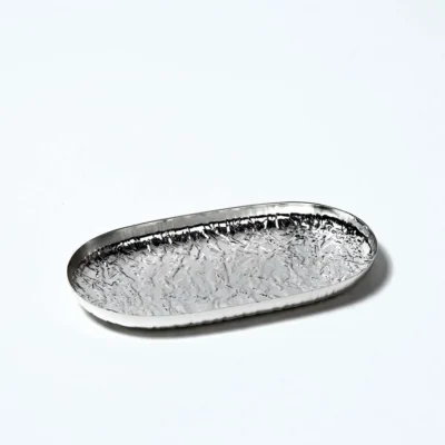 Buy Textured Oval Silver Platter in bulk for Corporate Gifting | Corporate Gyft