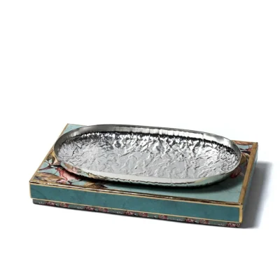 Buy Textured Oval Silver Platter in bulk for Corporate Gifting | Corporate Gyft