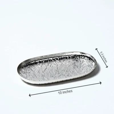 Buy Textured Oval Silver Platter in bulk for Corporate Gifting | Corporate Gyft