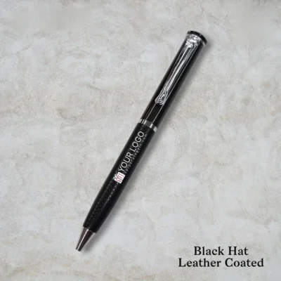 Buy Black Hat Leather-Coated Metal Pen in bulk for Corporate Gifting | Corporate Gyft