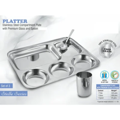 Buy MealMaster Thali Set with Glass and Spoon in bulk for Corporate Gifting | Corporate Gyft