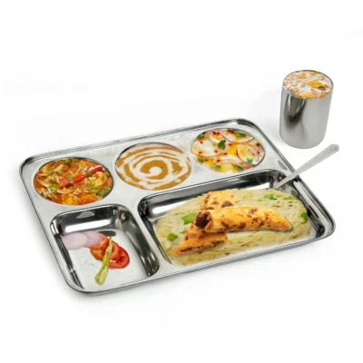 Buy MealMaster Thali Set with Glass and Spoon in bulk for Corporate Gifting | Corporate Gyft