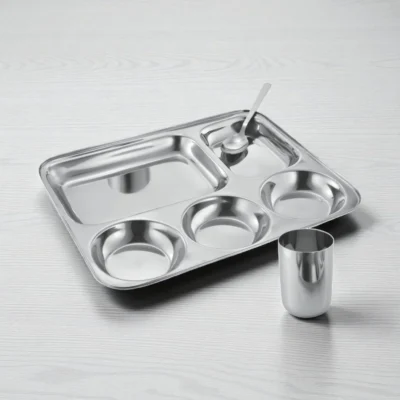 Buy MealMaster Thali Set with Glass and Spoon in bulk for Corporate Gifting | Corporate Gyft