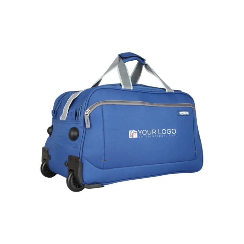 Buy American Tourister Apex Wheel Duffle Bag - Blue in bulk for Corporate Gifting | Corporate Gyft