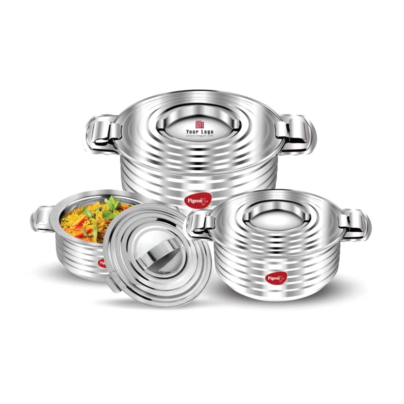 Buy Pigeon Thermal Casserole Set (3 pcs) in bulk for Corporate Gifting | Corporate Gyft