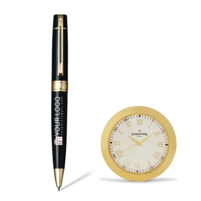Buy Sheaffer 300 Ballpoint Pen and Table Clock Set in bulk for Corporate Gifting | Corporate Gyft