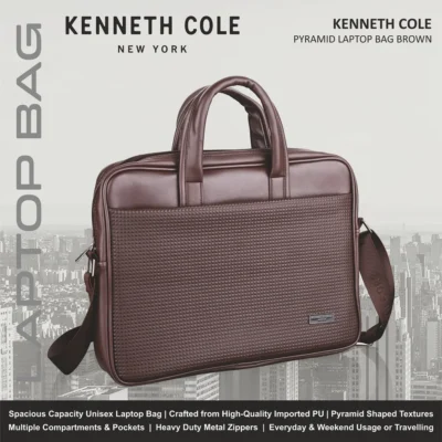 Buy Kenneth Cole Pyramid Laptop Bag - Brown in bulk for Corporate Gifting | Corporate Gyft