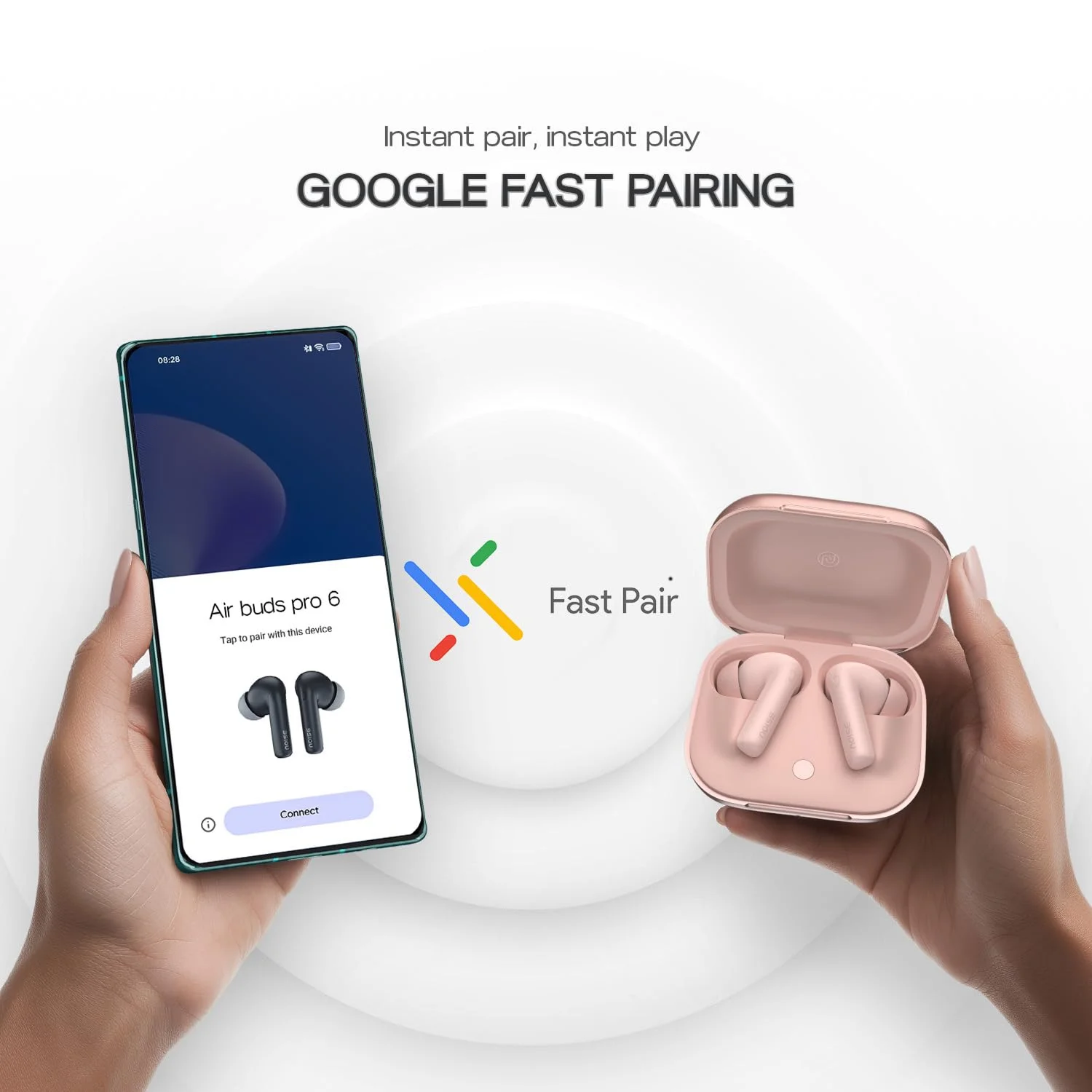 Noise Air Buds Pro 6 Hybrid ANC – Pink Buy Noise Air Buds Pro 6 Hybrid ANC – Pink in bulk for Corporate Gifting | Corporate Gyft