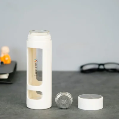 Buy Tea Infuser Borosilicate Glass Bottle in bulk for Corporate Gifting | Corporate Gyft