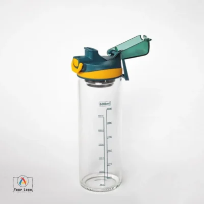 Buy Clear Borosilicate Glass Bottle - Green in bulk for Corporate Gifting | Corporate Gyft