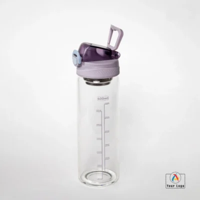 Buy Clear Borosilicate Glass Bottle - Pink in bulk for Corporate Gifting | Corporate Gyft