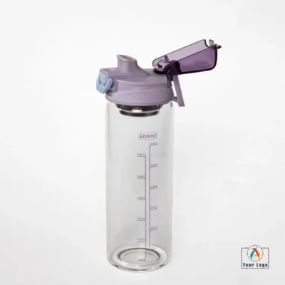 Buy Clear Borosilicate Glass Bottle - Pink in bulk for Corporate Gifting | Corporate Gyft