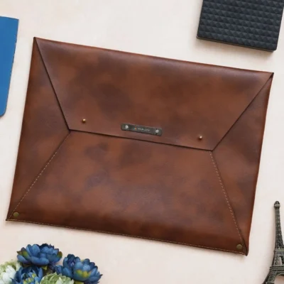 Buy Vegan Leather Laptop Sleeve with Document Pocket in bulk for Corporate Gifting | Corporate Gyft