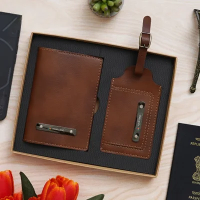 Buy Passport and Luggage Tag Gift Set in bulk for Corporate Gifting | Corporate Gyft