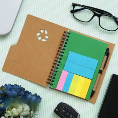 Buy Eco Recycle Notebook with Sticky Notes and Pen in bulk for Corporate Gifting | Corporate Gyft