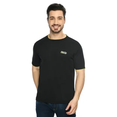 Buy Half Sleeve Contrast Piping T-Shirt - Black in bulk for Corporate Gifting | Corporate Gyft