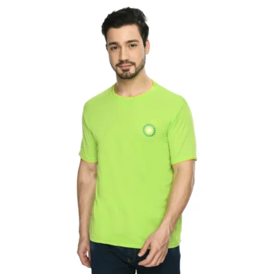 Buy Half Sleeve Contrast Piping T-Shirt - Green in bulk for Corporate Gifting | Corporate Gyft