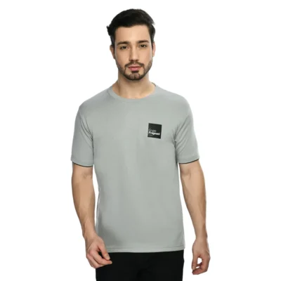 Buy Half Sleeve Contrast Piping T-Shirt - Grey in bulk for Corporate Gifting | Corporate Gyft
