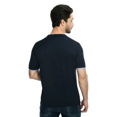 Buy Half Sleeve Contrast Piping T-Shirt - Navy Blue in bulk for Corporate Gifting | Corporate Gyft