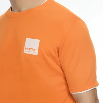 Buy Half Sleeve Contrast Piping T-Shirt - Orange in bulk for Corporate Gifting | Corporate Gyft