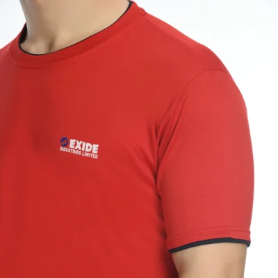 Buy Half Sleeve Contrast Piping T-Shirt - Red in bulk for Corporate Gifting | Corporate Gyft