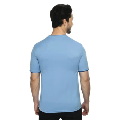 Buy Half Sleeve Contrast Piping T-Shirt - Sky Blue in bulk for Corporate Gifting | Corporate Gyft