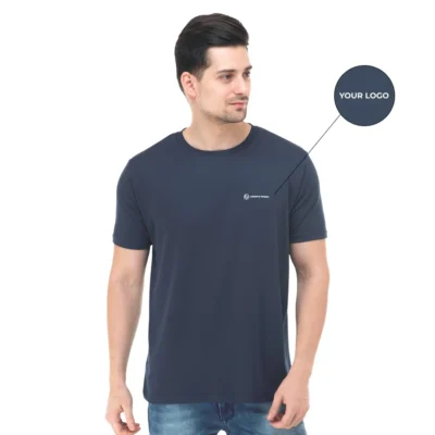 Buy Round Neck Regular Fit T-Shirt - Navy Blue in bulk for Corporate Gifting | Corporate Gyft