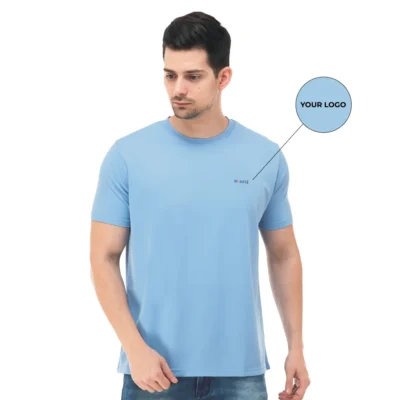 Buy Round Neck Regular Fit T-Shirt - Sky Blue in bulk for Corporate Gifting | Corporate Gyft