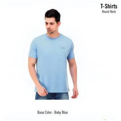 Buy Round Neck Regular Fit T-Shirt - Sky Blue in bulk for Corporate Gifting | Corporate Gyft