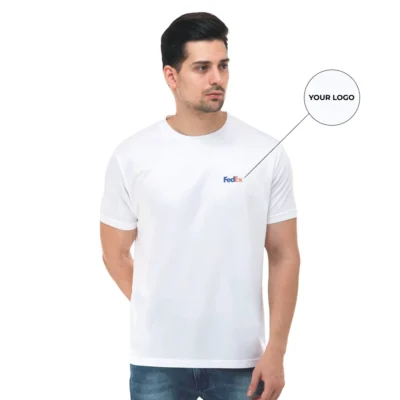 Buy Round Neck Regular Fit T-Shirt - White in bulk for Corporate Gifting | Corporate Gyft