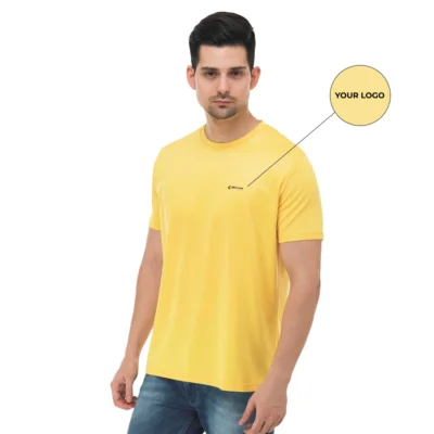 Buy Round Neck Regular Fit T-Shirt - Yellow in bulk for Corporate Gifting | Corporate Gyft
