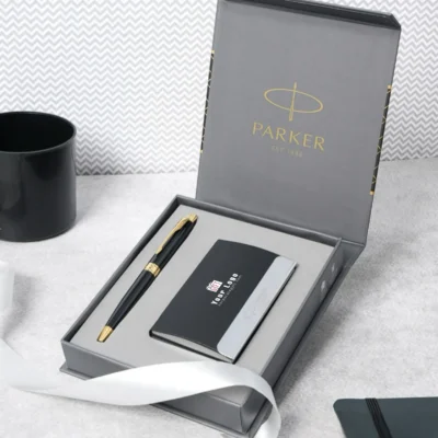 Buy Parker Elite Writing Pen and Card Holder Set in bulk for Corporate Gifting | Corporate Gyft