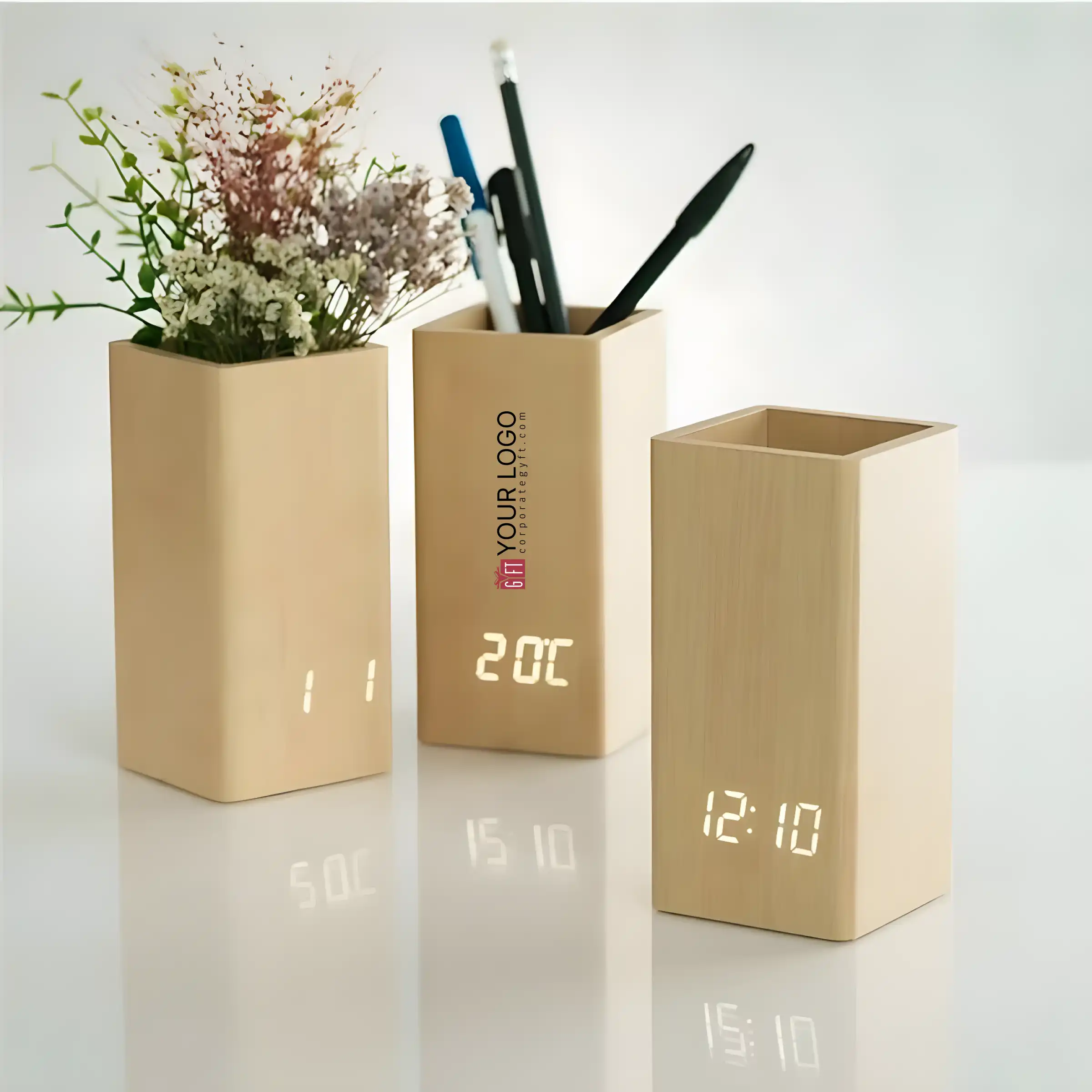 Appentra Wooden LED Desk Clock Buy Appentra Wooden LED Desk Clock in bulk for Corporate Gifting | Corporate Gyft
