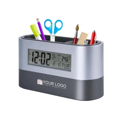 Buy Cyber Nova Desk Clock with Pen Stand in bulk for Corporate Gifting | Corporate Gyft