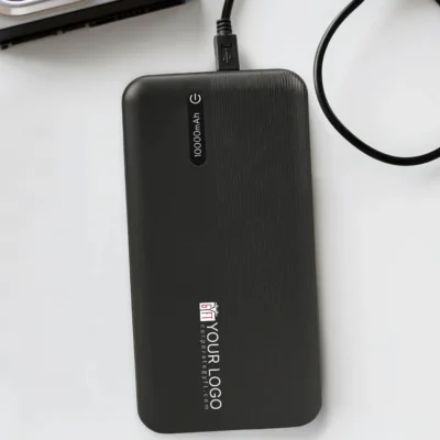 Buy Slim 10000 mAH Power Bank - Black in bulk for Corporate Gifting | Corporate Gyft