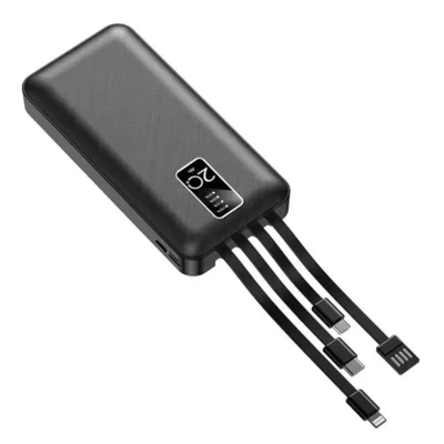 Buy 20000 mAh Power Bank with 4 Built-In Cables in bulk for Corporate Gifting | Corporate Gyft